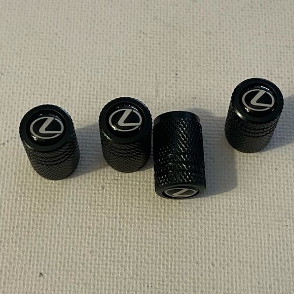 Lexus logo valve Stem caps in Black set of 4. NWT - Picture 3 of 4